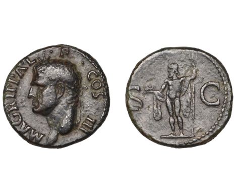 Roman Imperial Coinage, Agrippa, As, restitution issue under Gaius (Caligula), Rome, c. 37-41, bust left, wearing rostral cro