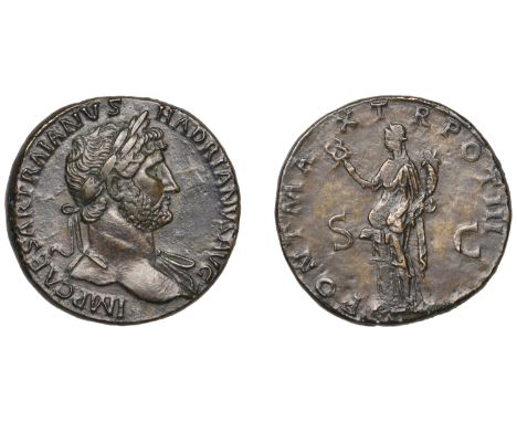 Roman Imperial Coinage, Hadrian, Sestertius, Rome, 119-20, laureate bust right, draped over far shoulder, rev. Felicitas stan