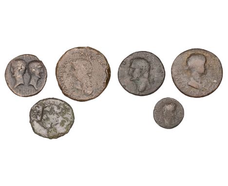 Roman Imperial Coinage, Divus Augustus (with Livia), Æ 32mm, Colonia Romula (Spain), after AD 16, radiate head of Augustus ri