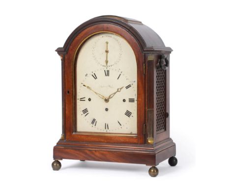 A Regency Mahogany Quarter Striking Table Clock, signed Desbois &amp; Wheeler, Grays Inn Passage, single pad arch pediment, s