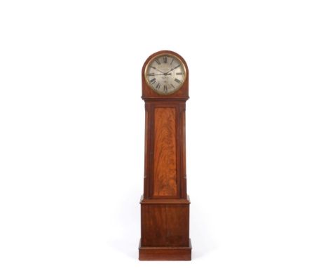~ A Mahogany Longcase Domestic Centre Seconds Regulator, signed Samuel Thompson, Darlington, 19th century, arched pediment, n