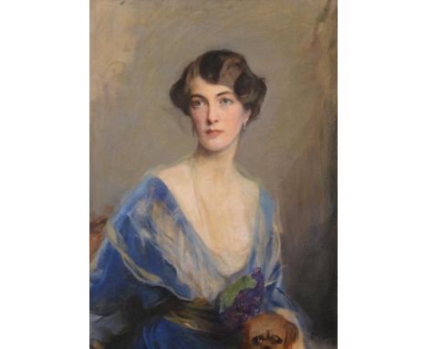 Philip Alexius de László MVO, PRBA (1869-1937) Hungarian Portrait of Lady Armatrude Waechter de Grimston, half length wearing