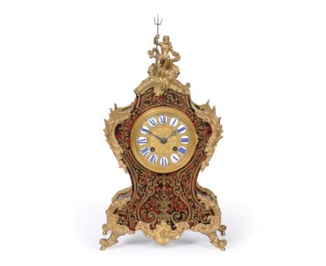 A French ''Boulle'' Striking Mantel Clock, signed Payne Et Co, London, circa 1890, case surmounted by a figure of Neptune, re