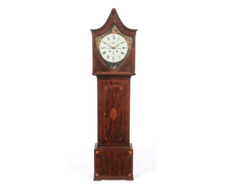 ~ A Scottish Mahogany Eight Day Centre Seconds Longcase Clock with an Unusual Shield Shaped Dial, signed John Dobbie, Galton,