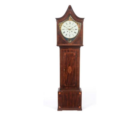 ~ A Scottish Mahogany Eight Day Centre Seconds Longcase Clock with an Unusual Shield Shaped Dial, signed John Dobbie, Galton,