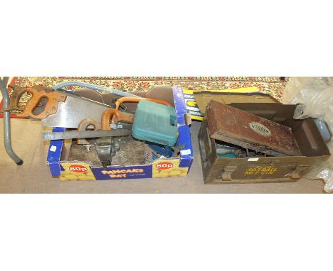 A collection of various hand tools, etc.