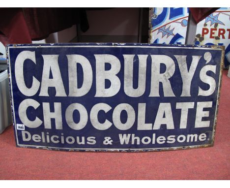 A 'Cadbury's Chocolate Delicious and Wholesome' Enamel Wall Sign, 38 x 76cm.