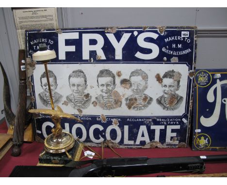 Advertising: A 'Fry's Chocolate "Five Boy's"' Enamel Wall Sign 56 x 76cm