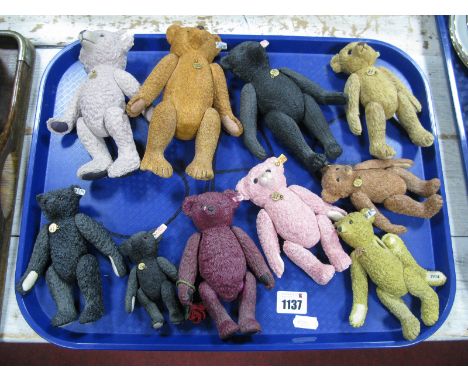 Steiff, Ten Porcelain Teddy Bears, having articulated limbs.