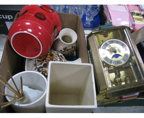 Dugena Quartz Anniversary Style Mantel Clock, Poole Pottery planter, vases etc.