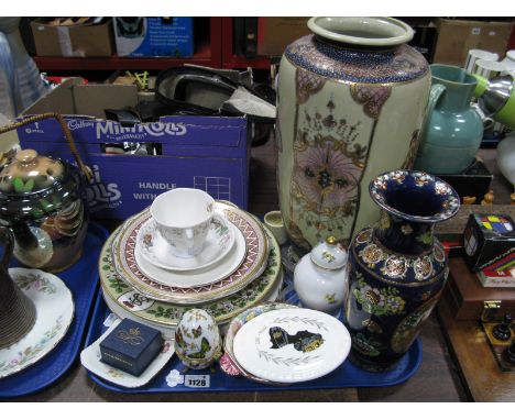 A Reproduction Satsuma Vase, Royal Doulton 'The Birthday' cup and saucer, Spode and Continental China cabinet plates and othe