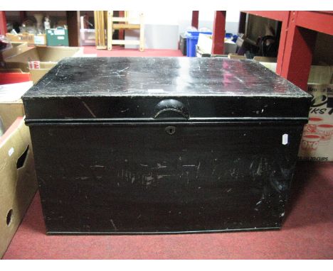 A XIX Century Tin Trunk with Key, 61cm wide.