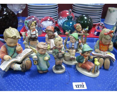 Nine Goebel Models, including Book Worm, Little Goat Herder, Signs of Spring, Chick Girl, Singing Lessons, Apple Tree Boy etc