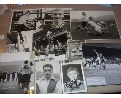 Football Press Photos: Nearly all black and white with press stamps to rear in various sizes including signed ones of Blackbu