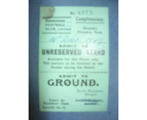 Ticket 49/50 Aberdeen: From Pittodrie Park dated 10/12/49 complete ticket with both parts. Good condition with small mark. Po