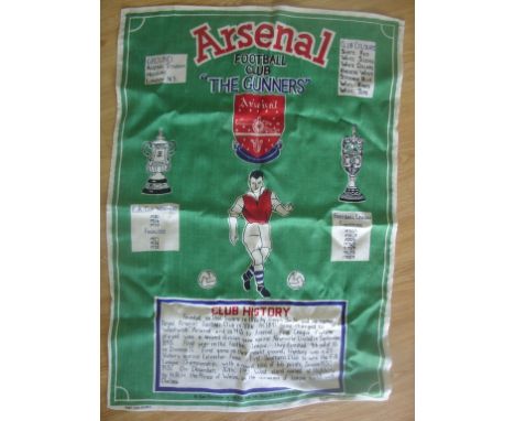 1950s Arsenal Football Tea Towel: High quality item made by Linresta which depicts their history, club badge, cups and honour