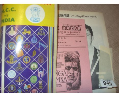 MCC Cricket Tour of India 61/62: Published by the Cricket board of control for India this large 100 page booklet which cost 2