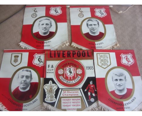 Liverpool Football Pennant Collection: Includes FA Cup winners 1965 and individual pennants of Peter Thompson, Bobby Graham, 