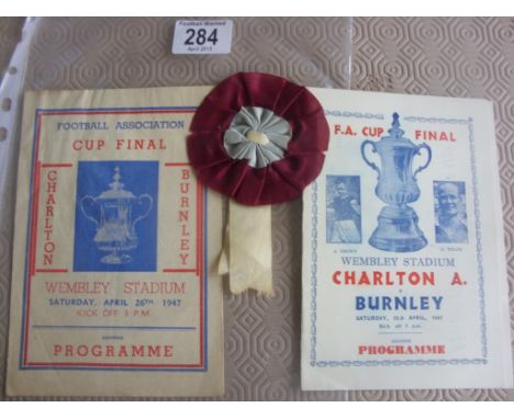 1947 FA Cup Final Pirate Football Programmes: Burnley v Charlton with pirates by Ross and Victor in very good condition. C/W 