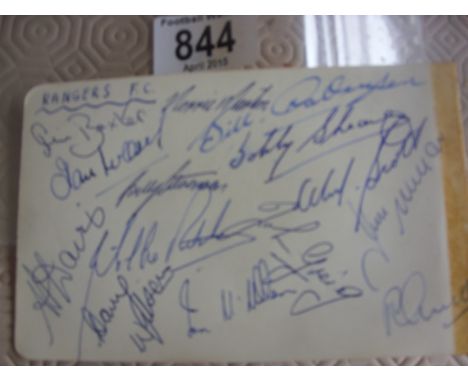 61/62 Glasgow Rangers Signed Autograph Page: Genuine item removed from autograph book in the season Rangers won both the Scot