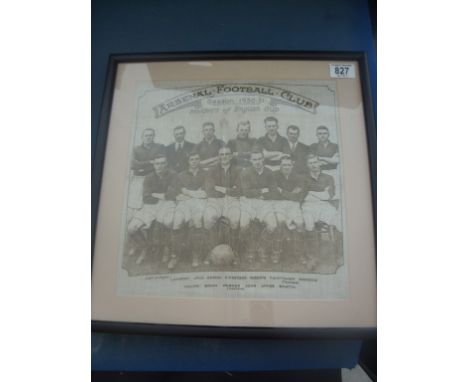 Arsenal Original 1930 Framed Hankerchief: Large item recently framed depicting the team with players names underneath and the