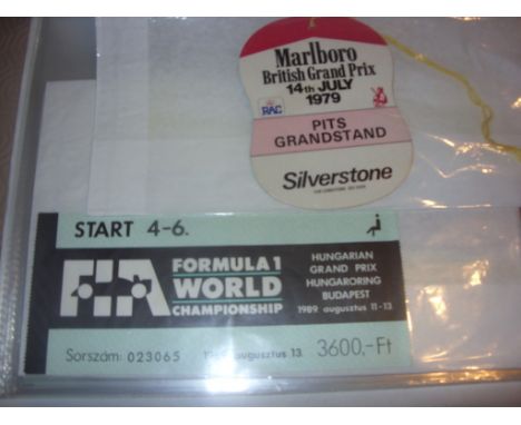 Formula One Grand Prix Ticket Collection: Includes British 78 79 86 87 88 89 90 91 93 96 and German 88 90 and Motor racing ba