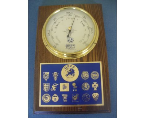 Euro 96 Football Barometer: Very nice item with crest of each participating nation. Quality item on wooden plaque never avail