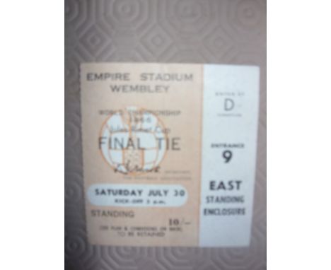 1966 World Cup Final Football Ticket: England v West Germany salmon ticket dated 30/7/66 is very good with light fold.