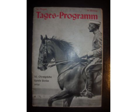 1936 Original Olympic Closing Ceremony Programme: Dated 16/8/1936 with the Final of the Equestrian. Very good with Karl J Dav