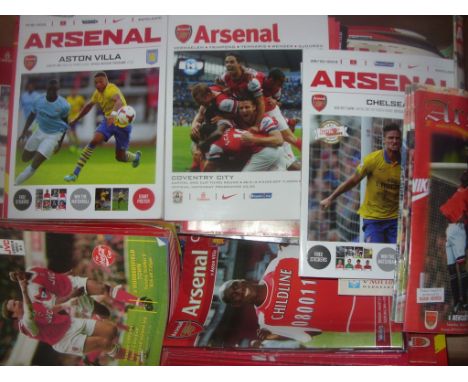Arsenal Home Football Programmes: 2 boxes from the 70s onwards. Very Good. (425)