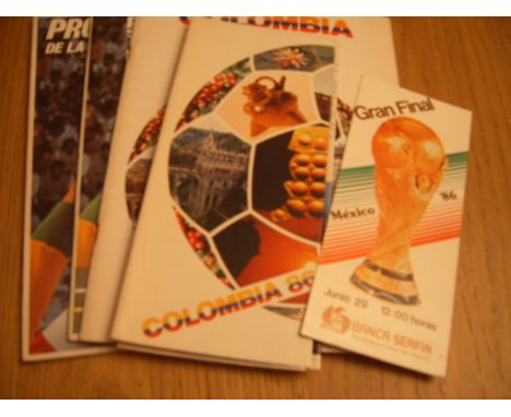 1986 World Cup Final Football Programmes + Memorabilia: Both English and Spanish versions of the Tournaments Official Program