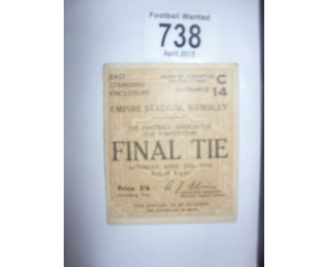 1946 FA Cup Final Ticket: Charlton v Derby County in very good condition with no folding. Excellent.