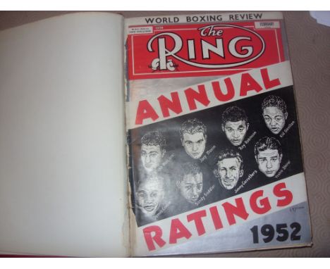 The Ring Boxing 1953 Bound Magazine Collection: From Feb 52 to Jan 53 with only fault spotted a piece missing from cover of J