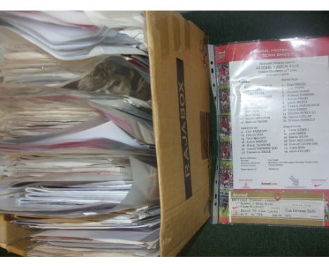 Arsenal Ticket + Programme Collection: Estimate 170 tickets home and away each one accompanied by team sheet or programme. Ke