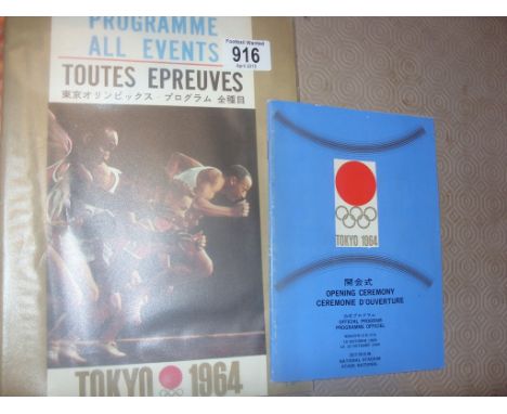 1964 Olympic Opening Ceremony Programme: Official Programme a multilingual 42 page item dated 10 10 1964. C/W another program