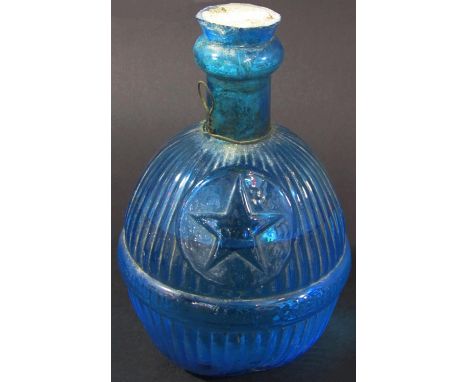 A Victorian Blue glass Hardens Star Hand Grenade fire extinguisher, 17cm high. 