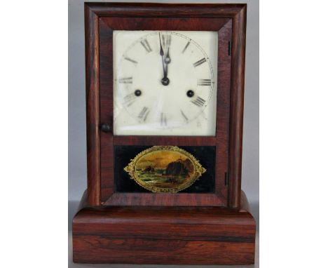 A Seth Thomas mantle clock in rosewood case, with 30 hour striking movement 