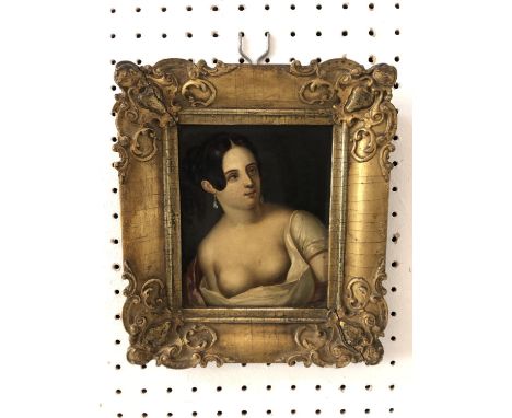 Italian School, 18th/19th Century - Portrait miniature of a lady, oil on tin, 20 x 18 cm (including frame) in continental gil