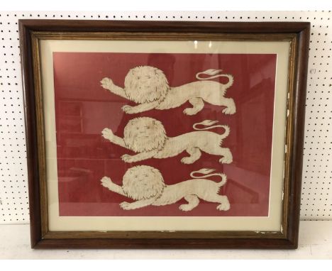 The Royal Arms of England (c.19th century), print on cotton, mounted, framed and glazed 