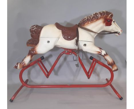 Vintage rocking horse, probably by Triang, in moulded hard plastic  on tubular metal frame 