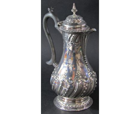 A Victorian silver coffee pot, London 1895, maker Harrison Brothers Howson, 25 cm high approximately, 15.5 oz approximately 