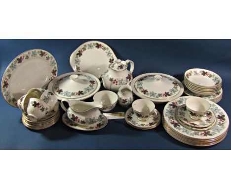 A Royal Doulton Camelot pattern dinner and tea service for six, together with a Doulton blue and gilt banded part dinner and 