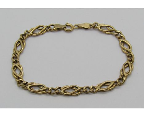 9ct Celtic style fancy link bracelet, maker 'BJB', 4.1g 