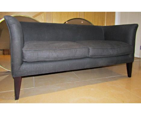 Pair of Sofa Company sofas in the Fingal design, both two seat in liquorice pure Belgian linen, 150cm wide 