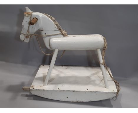 Vintage primitive painted rocking horse, together with a Mobo child's chair desk (2) 