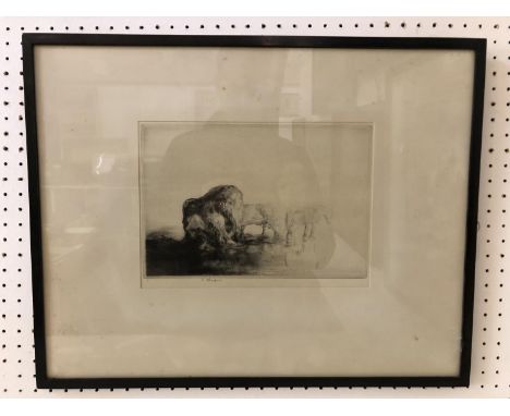 EDMUND BLAMPIED (1886-1966) - 'A Jersey Shore', drypoint etching, signed and marked 'B.' below, 19 x 27.5 cm, mounted, framed