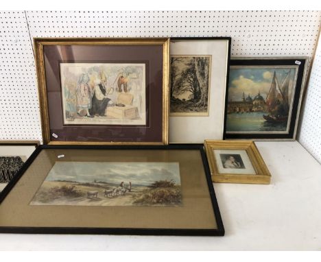FIVE FRAMED PAINTINGS AND PRINTS: James Gillray (British 1757-1815) - The Bishop of a Tun's Breeches - Or The Flaming Eveque 