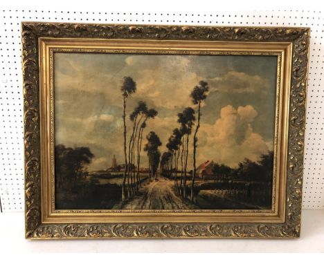 20th century oleograph print of landscape painting, 72 x 51 cm, gilt frame 