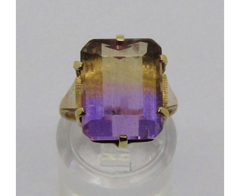 Vintage 9ct ametrine dress ring, maker 'R.Bs', size L, 4.3g 