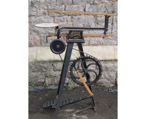 A vintage Hobbies A1 treadle operated fretsaw with cast iron frame 